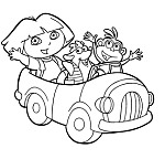 Dora, Tico and Boots Car Color Page