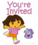 Dora Backpack and Map Birthday Invitation