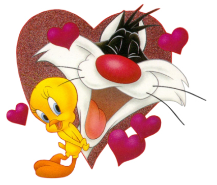 Cute Valentines  Wallpaper on Free Valentine S Day Looney Tunes Tweety   Sylvester Cartoon Scrapbook